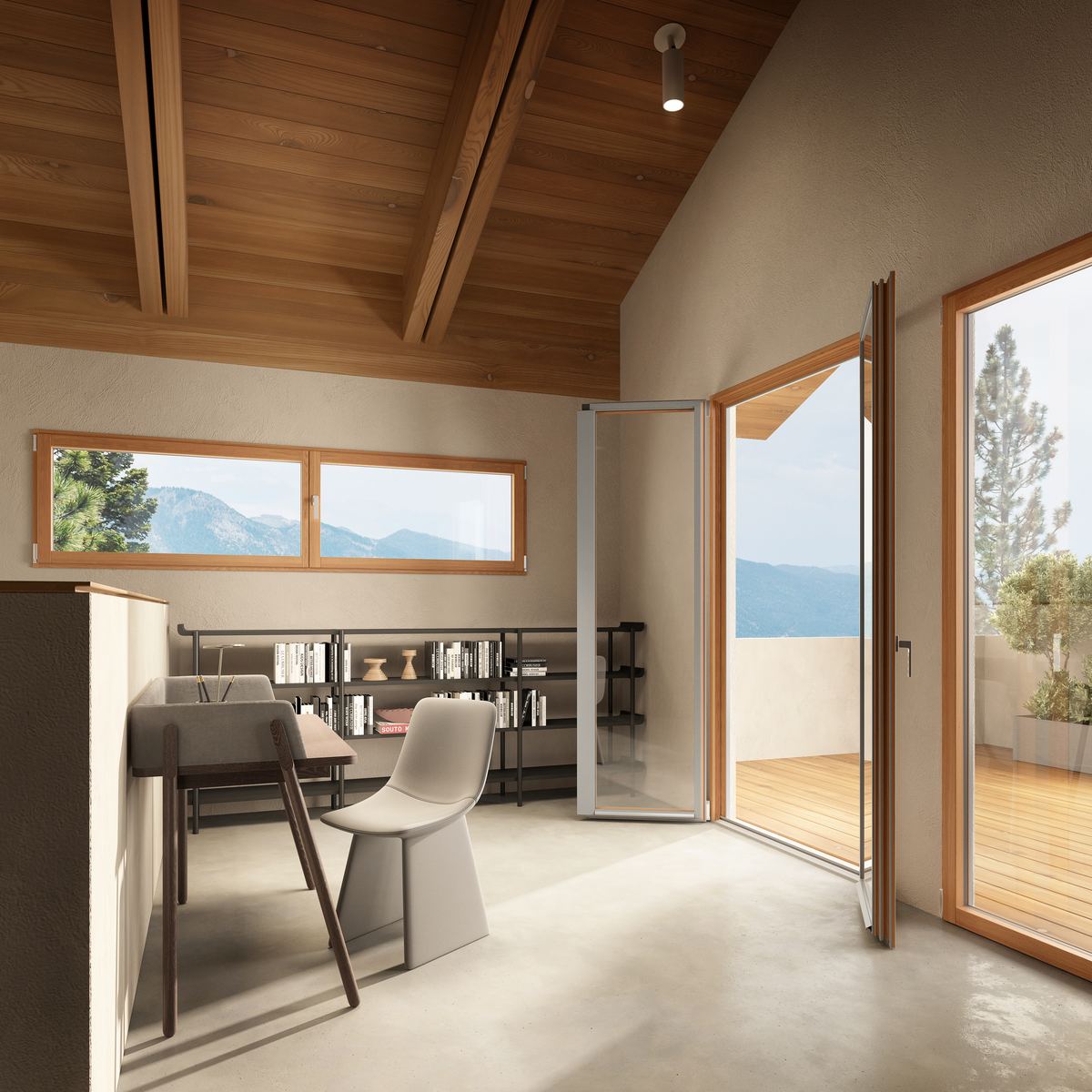 Dettaglio profilo legno-alluminio Sistema W80 Slim Alu